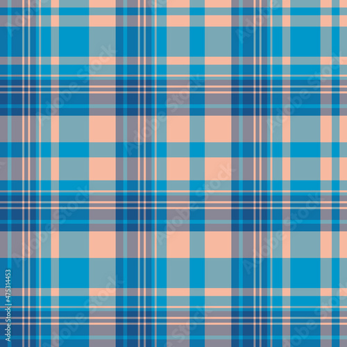 Seamless pattern in glorious blue and beige colors for plaid, fabric, textile, clothes, tablecloth and other things. Vector image.