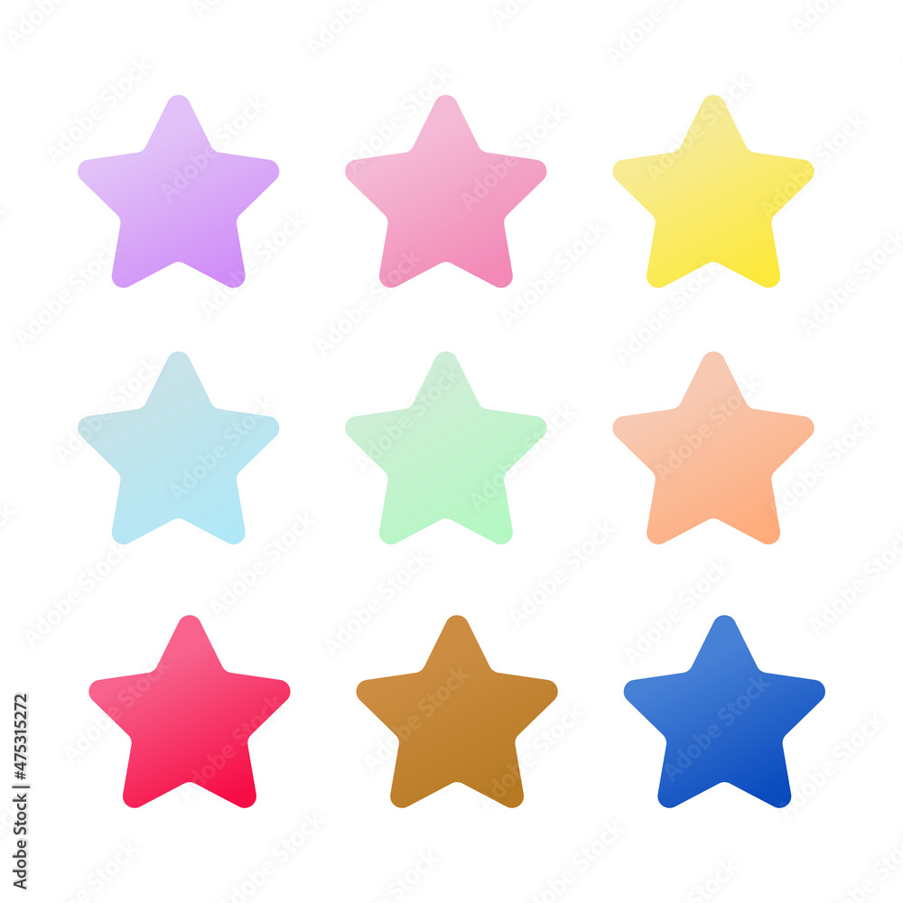 star cartoon set with different color isolated on white background for decorative design star cartoon set with different color isolated on white background for decorative design