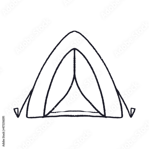 vector illustration camping tent, children's coloring book drawing