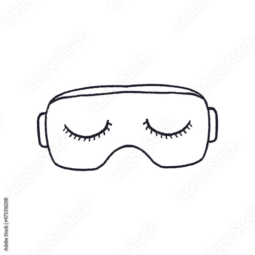 handmade drawing of a closed eyes sleep mask for coloring book
