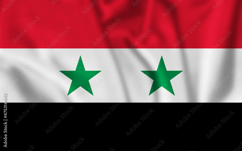 Flag of Syria blowing in the wind. Flag of Syria blowing in the wind.