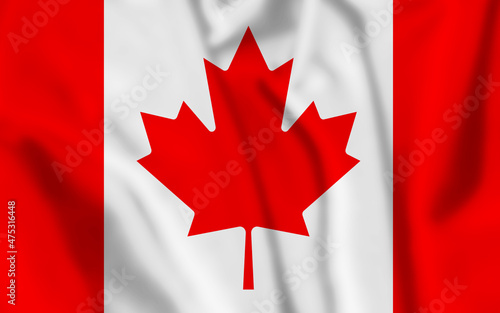 Glossy Canadian flag in white and red