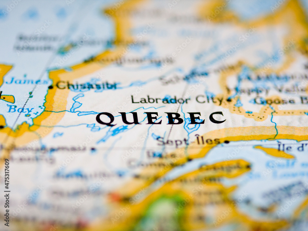 The Canadian city of Quebec on the map.