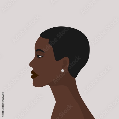 Beautiful black girl in profile