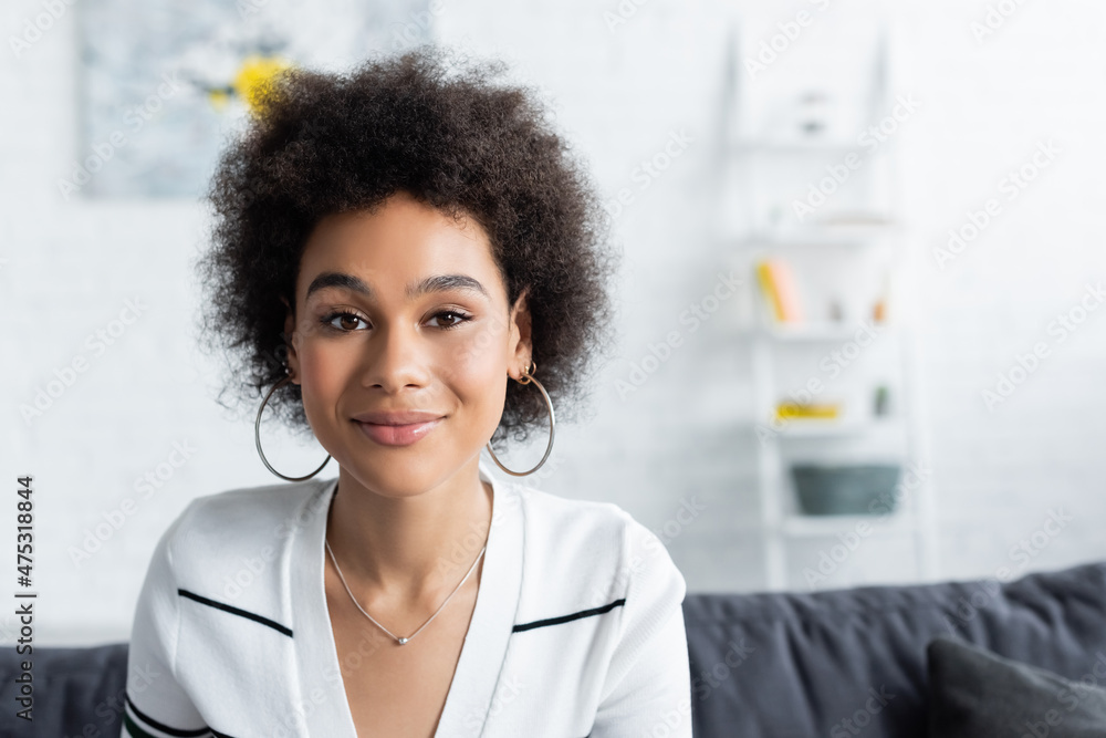 cheerful african american woman looking at camera cheerful african american woman looking at camera