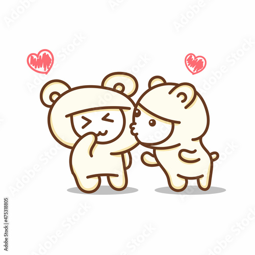 cute cartoon kissing cheek romantic