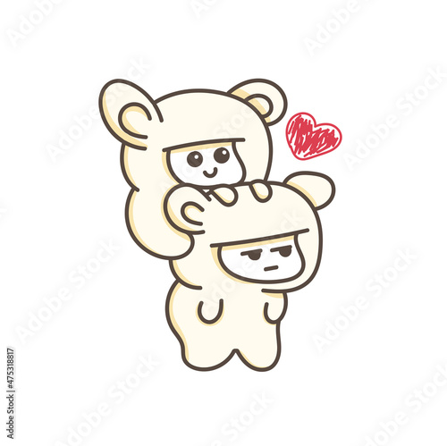 cute cat cartoon carry romantic