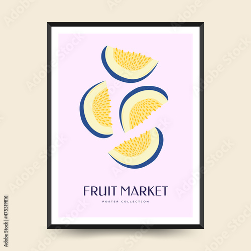 Abstract tropical fruits posters template. Modern trendy minimal style. Hand drawn design for wallpaper, wall decor, print, postcard, cover, template, banner. photo