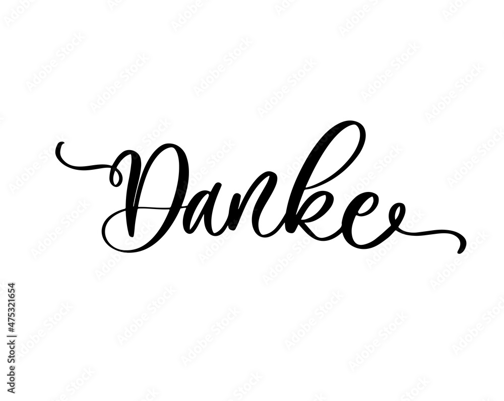 Thank you lettering in german. Danke Hand drawn vector phrase ...