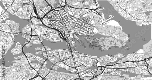 Urban vector city map of Stockholm, Sweden, Europe