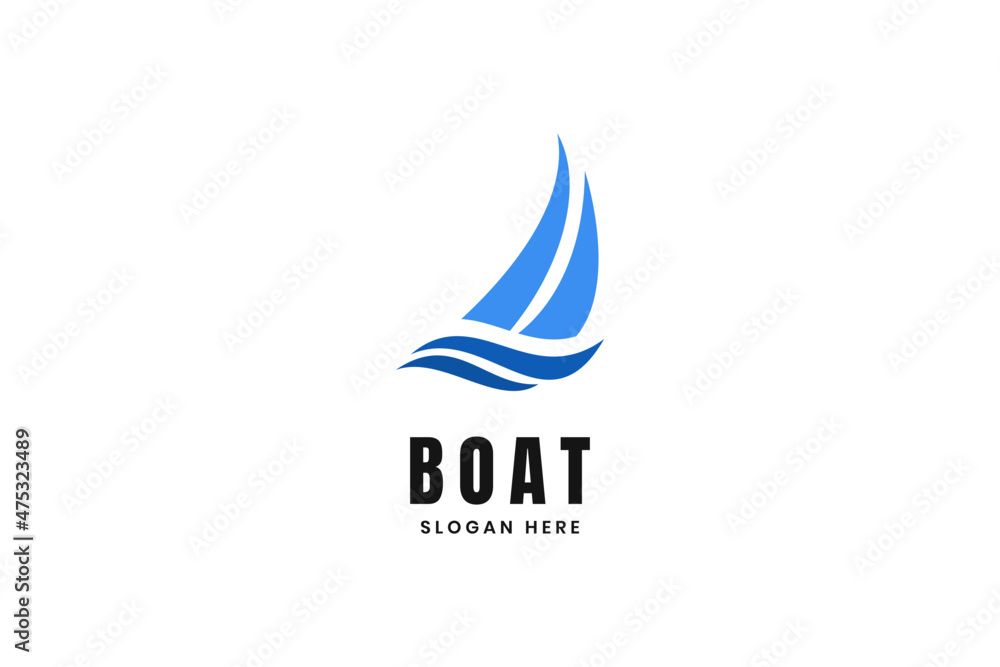 Marine ship with wave logo design vector template Marine ship with wave logo design vector template
