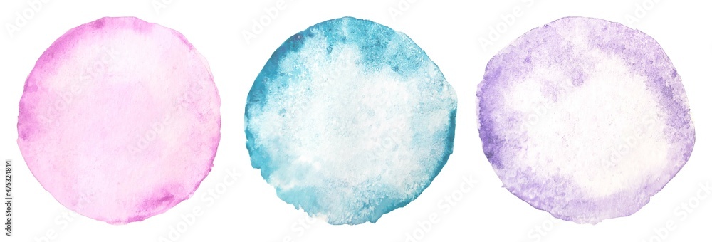 Set of round watercolor stains. Background for text and design.
