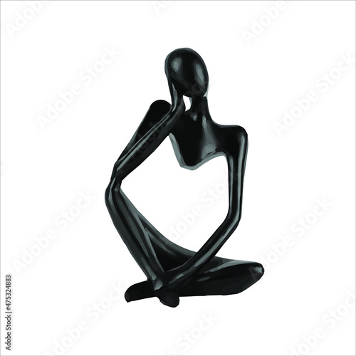 Thinker Style Abstract Sculpture Statue stock illustration.