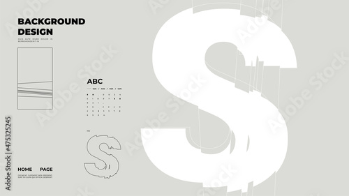 Abstract homepage background. Minimal illustration. Chopped, cut, glitch, broken type, lite composition.