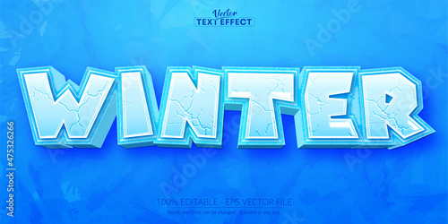 Ice text effect, editable winter text and cartoon text style