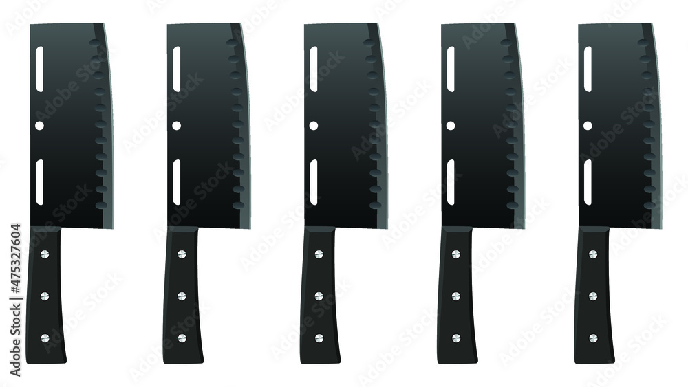 Fototapeta premium set of Large sharp cleaver knife isolated on white background, cleaver knives, chef knife