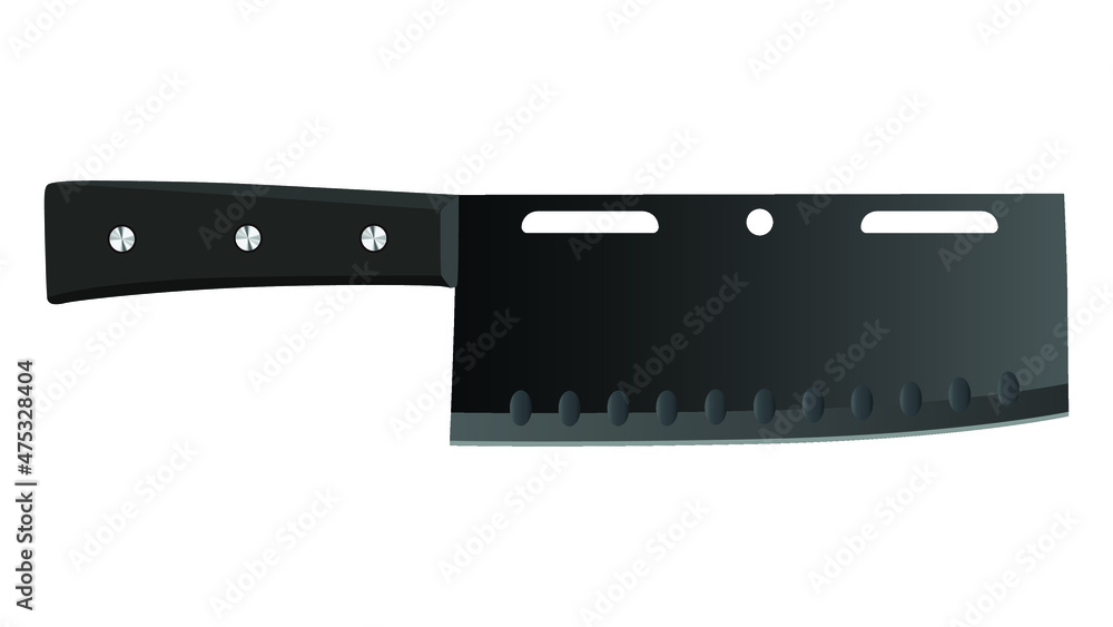 Large sharp cleaver knife isolated on white background, Vector illustration, chef knives, Cutlery icon set Large sharp cleaver knife isolated on white background, Vector illustration, chef knives, Cutlery icon set