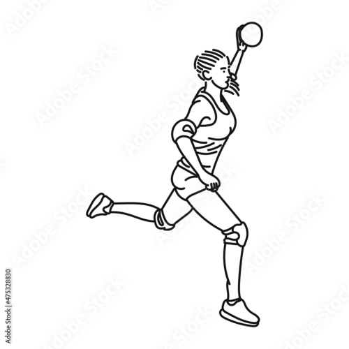 line art of woman posing stylishly playing handball