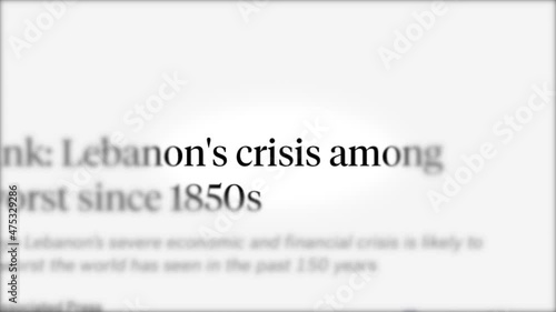Crisis animated headline of news outlets around the world. Breaking world news global media