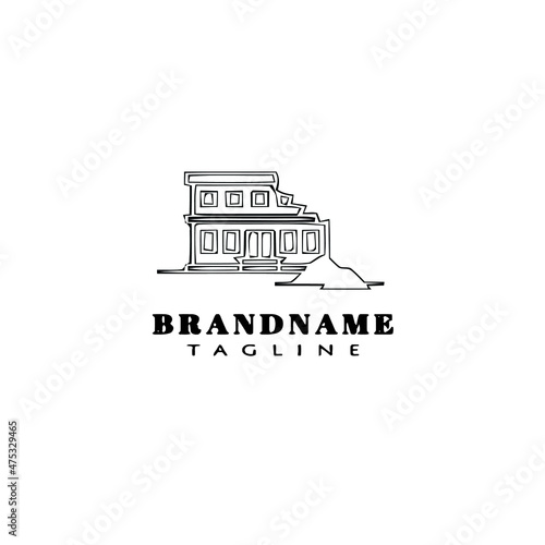 cracked house logo cartoon icon design template black isolated vector