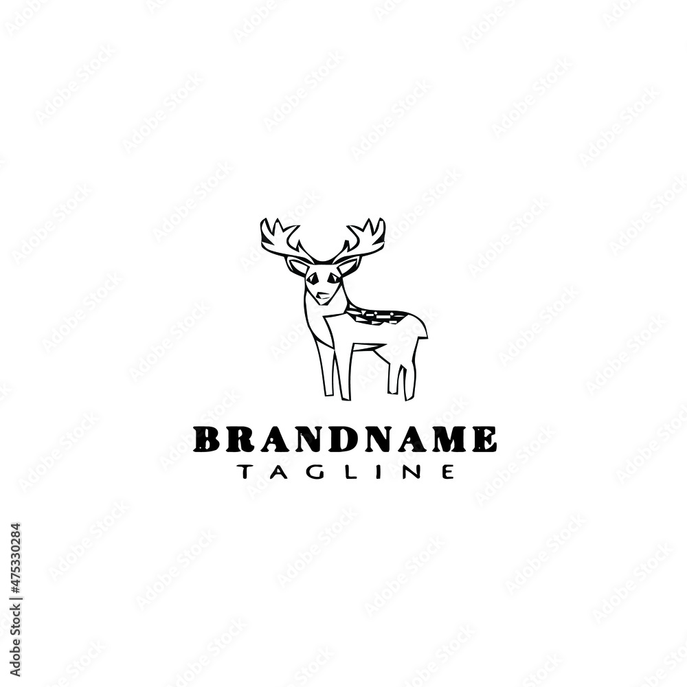 deer or caribou logo cartoon icon design template black isolated vector concept