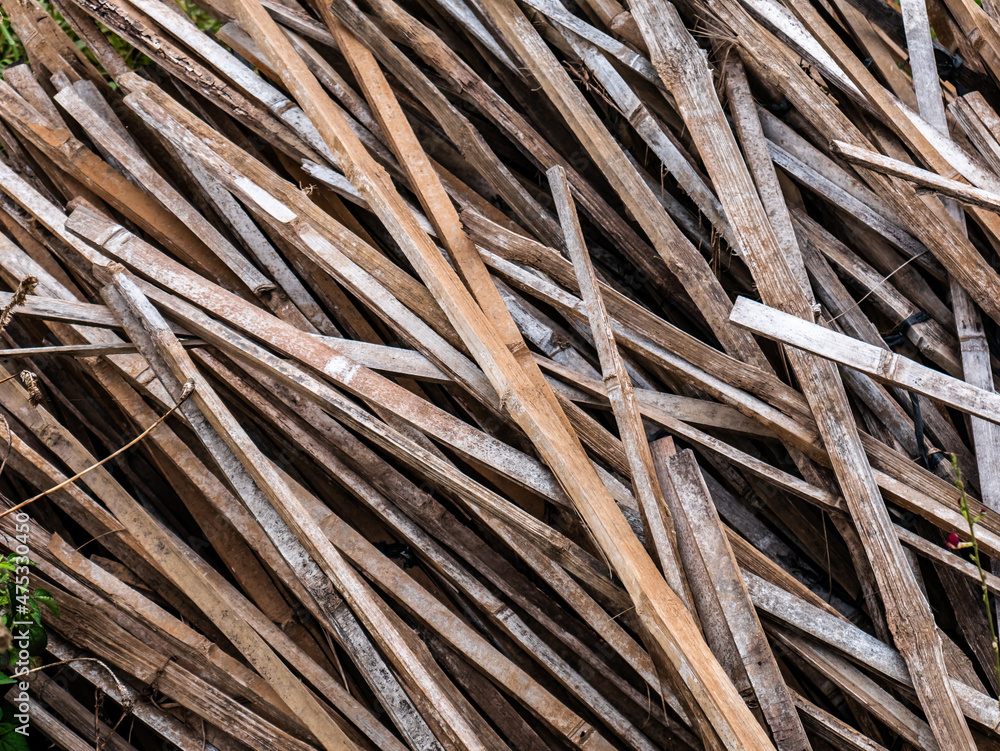 pieces of dry bamboo that will be used to make a chicken coop
pieces of dry bamboo that will be used to make a chicken coop