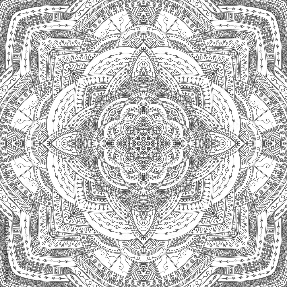 Аntistress mandala. Symmetrical ornament, pattern