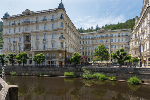 Fototapeta Karlovy Vary, Czech Republic, June 2019 - view of the hotel and cassino Grandhot