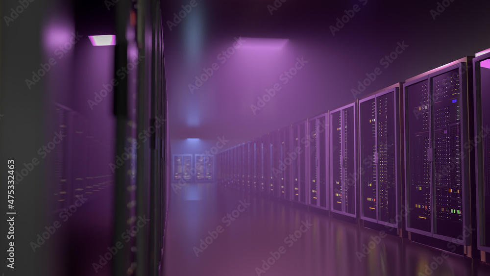 Server. Server room data center. Backup, mining, hosting, mainframe, farm and computer rack with storage information. 3d render Server. Server room data center. Backup, mining, hosting, mainframe, farm and computer rack with storage information. 3d render