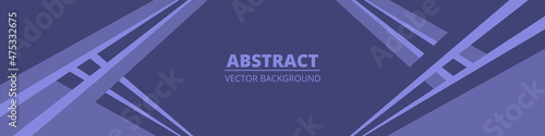 Very peri color geometric abstract wide horizontal banner with lines and shapes. Modern pastel purple horizontal abstract wide background in very peri color of the year 2022. Vector illustration.