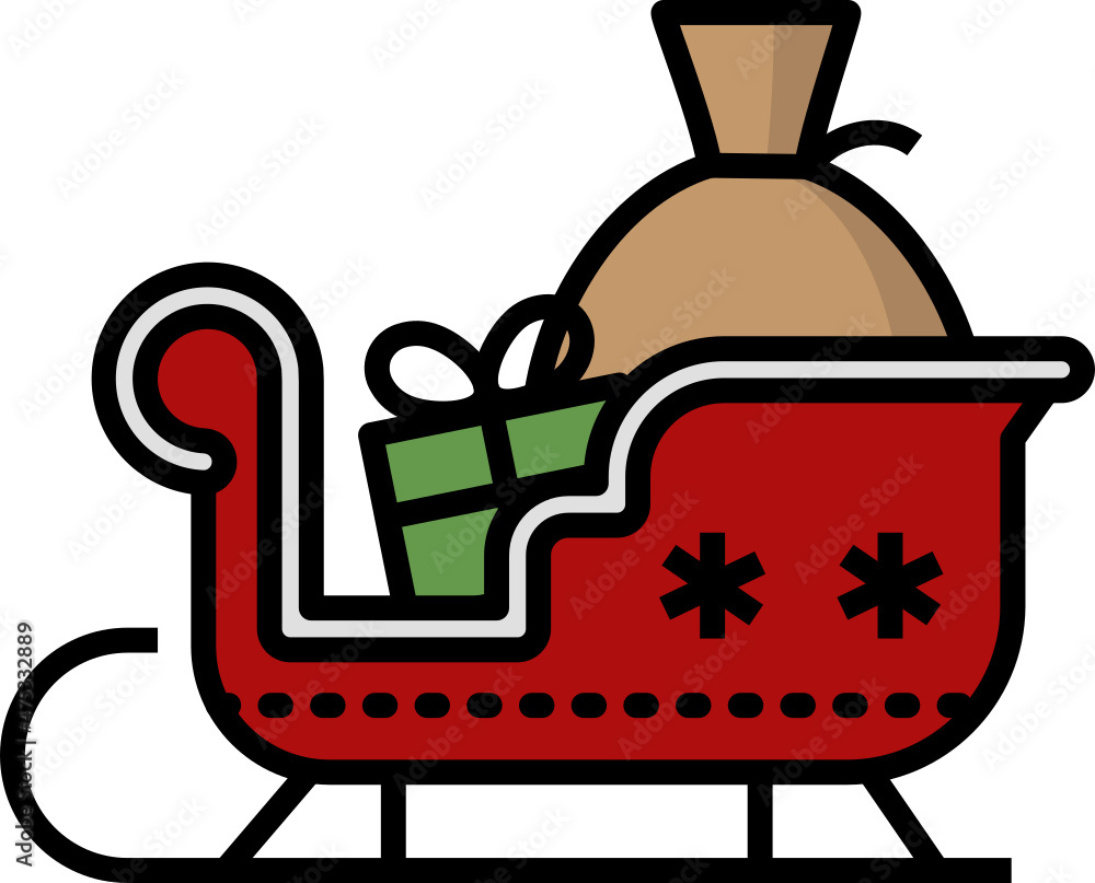 Naklejka premium Sledge Icon. Christmas concept icon style