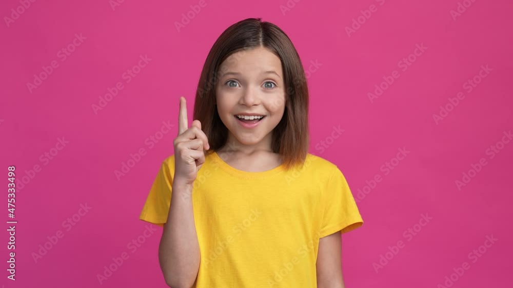Kid think thoughts decide genius mind isolated bright color background Kid think thoughts decide genius mind isolated bright color background