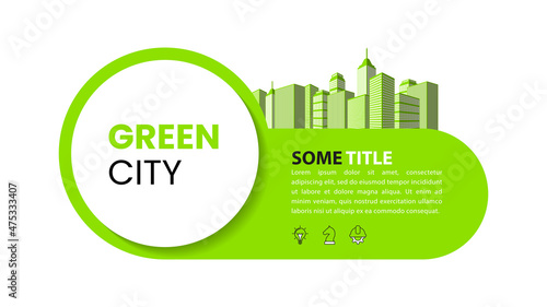 Banner with an ecological green city. Vector