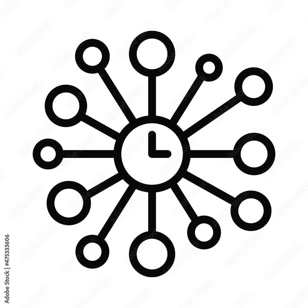 Wall clock flat line icon. Home and office clocks and watches. Outline sign for mobile concept and web design, store Wall clock flat line icon. Home and office clocks and watches. Outline sign for mobile concept and web design, store