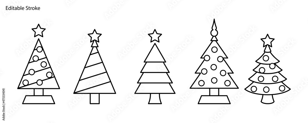 Different Christmas Tree Icons Line Different Christmas Tree Icons Line