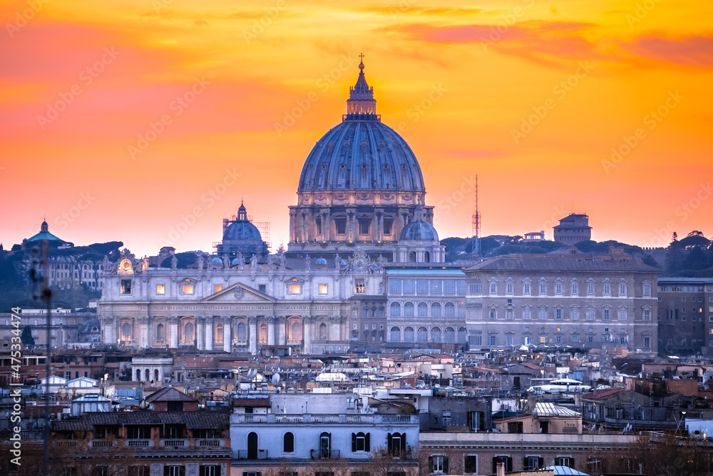 Vatican. The Papal Basilica of Saint Peter in Vatican sunset view
