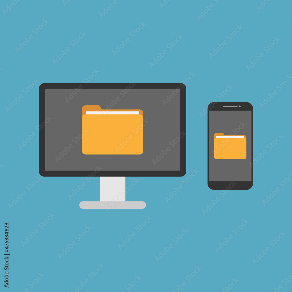Computer and smartphone folder vector design Computer and smartphone folder vector design