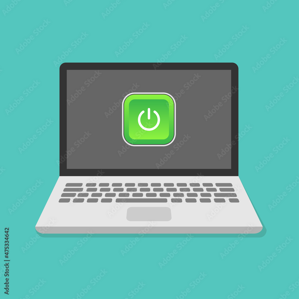 Laptop and power on vector design Laptop and power on vector design
