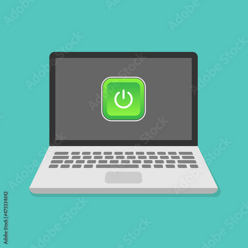 Laptop and power on vector design