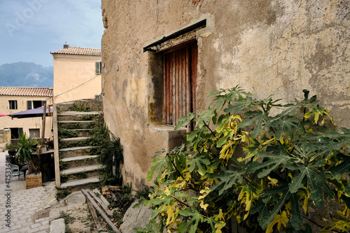 Vertical shot of a house in Calvi on the Corsica island