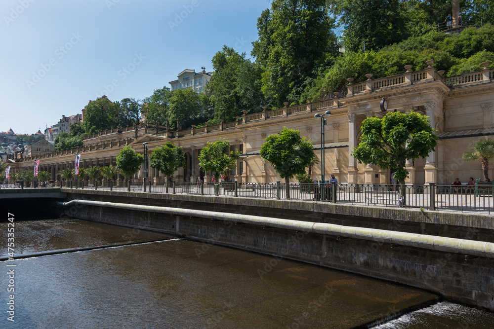 Karlovy Vary, Czech Republic, June 2019 - view of the Mill Colonnade 