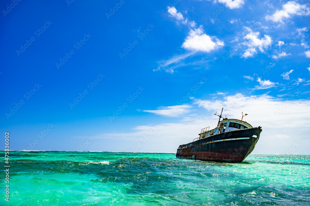 old abandoned ship aground