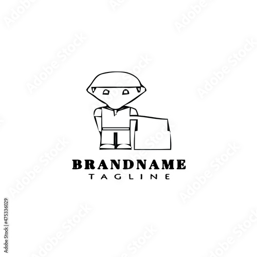 deliveryman logo cartoon icon design template black isolated vector illustration