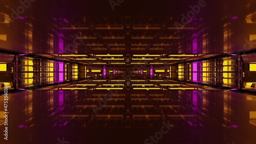 3d illustration of futuristic 4K UHD tunnel with neon lights © Michael