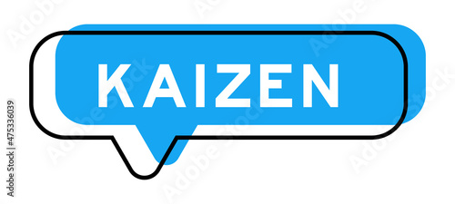 Speech banner and blue shade with word kaizen on white background