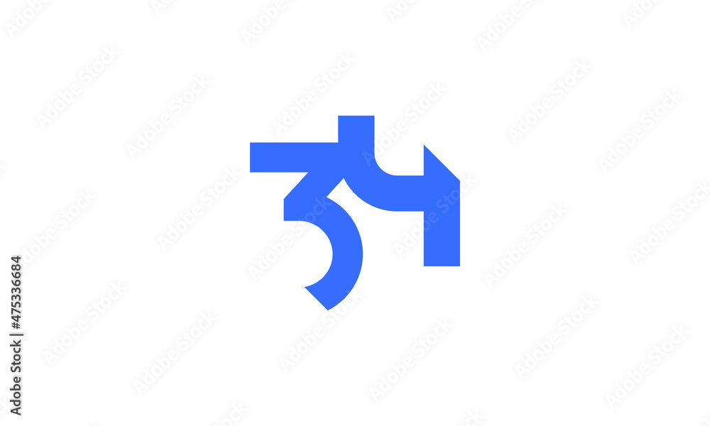 34 New Number Unique Cut Modern Logo 34 New Number Unique Cut Modern Logo