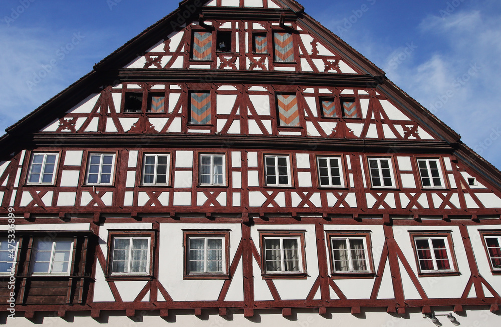 A fachwerk house in the old center in Schaebisch Gmuend, town in Germany	