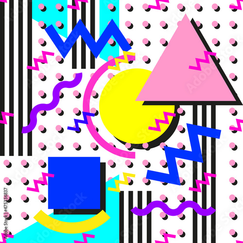 Funky 80s eighties Memphis seamless pattern geometric design