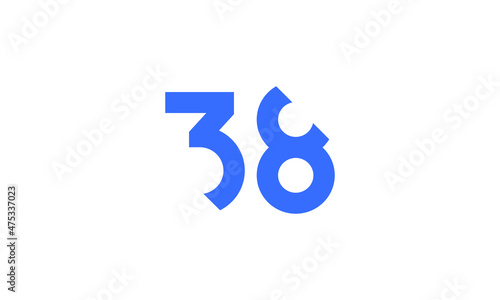38 New Number Unique Cut Modern Logo