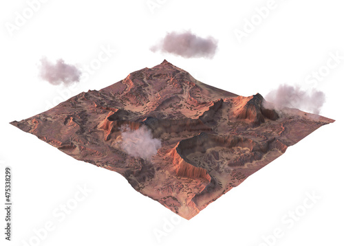 Microworld of desert landscape 3D CGI render photo